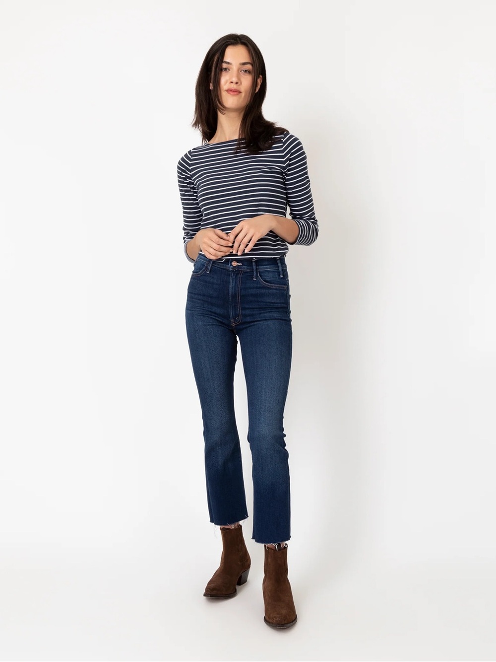 MOTHER The Hustler Ankle Fray Jeans – Home Movies Wash – Size 26